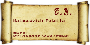 Balassovich Metella névjegykártya